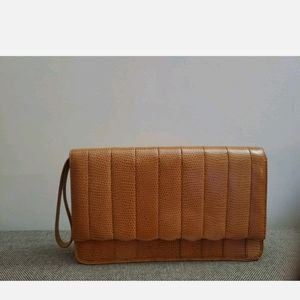 BCBG Max Azria Tan Leather Flap Clutch